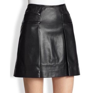Tory Burch Fae Black perforated leather mini skirt